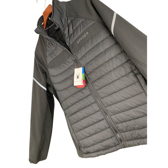 Spyder Mens XL Black Sweater Jacket Full-Zip Lightweight Water Wind RT10289 - Picture 1 of 14